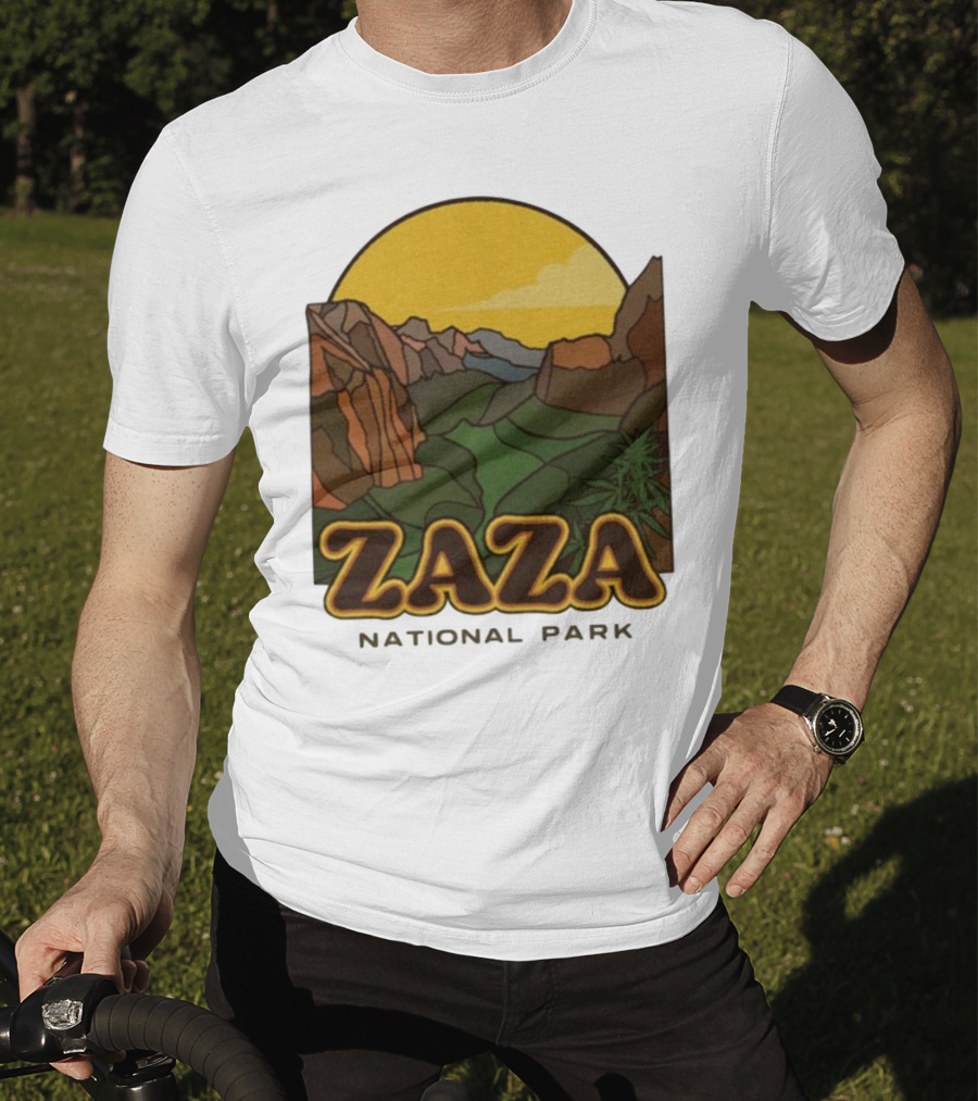 Zaza National Park Vintage Landscape With Mountains And Yellow Sunset T-Shirt