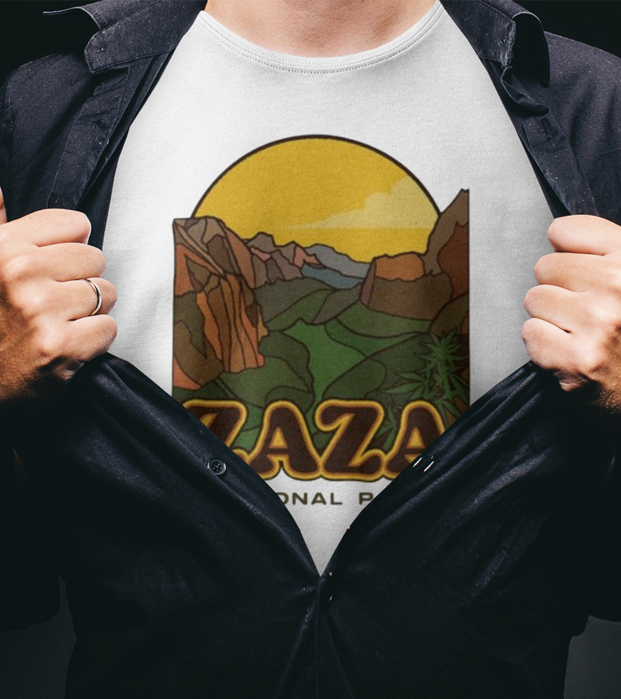 Zaza National Park Vintage Landscape With Mountains And Yellow Sunset T-Shirt