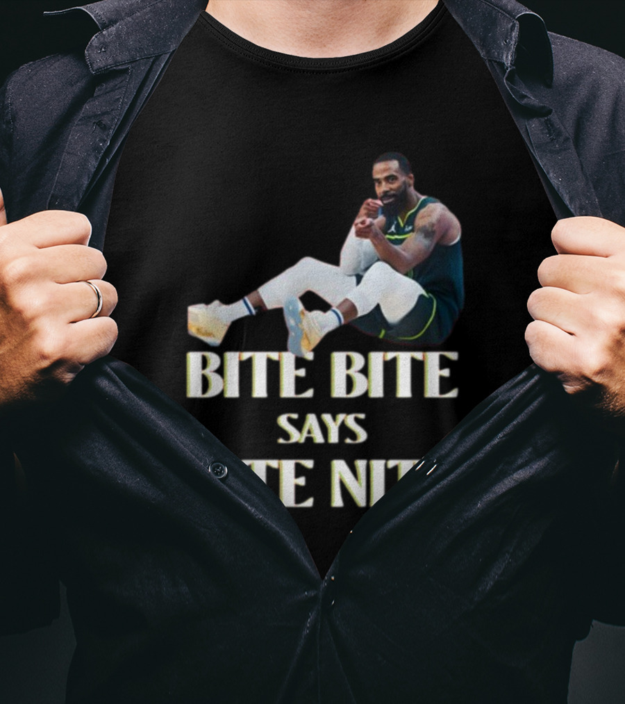 Bite Bite Says Nite Nite Basketball Player Sitting Pose T-Shirt