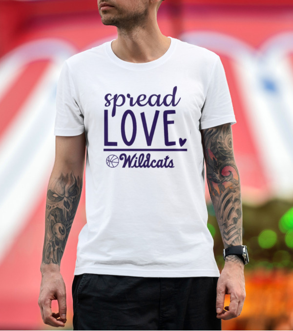 Premium T-Shirt: Spread Love Wildcats Basketball Heart T-Shirt Spread Love Wildcats Basketball Heart T-Shirt