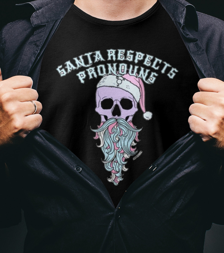 Santa Respects Pronouns Pastel Skull By Abprallenuk T-Shirt