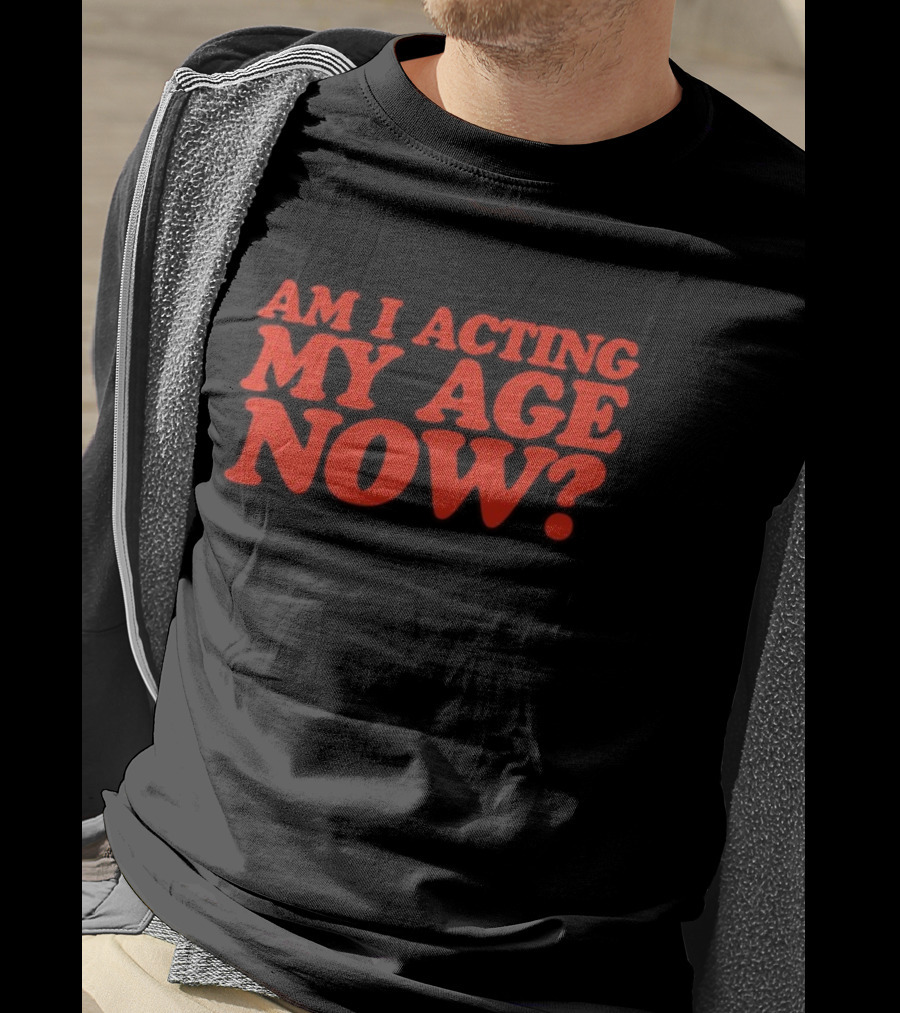 Am I Acting My Age Now Bold Red Question T-Shirt