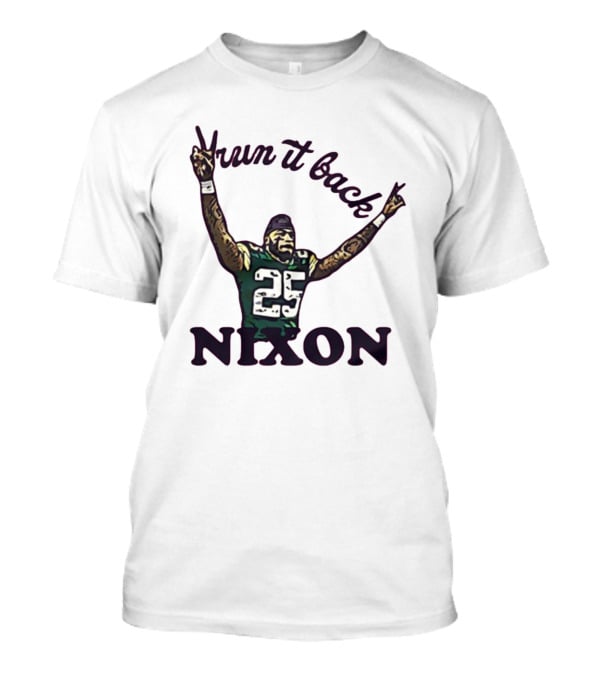 Run It Back Nixon Number 25 Football Victory Pose T-Shirt