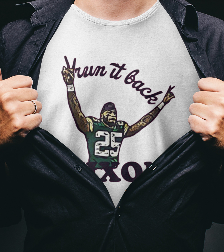 Run It Back Nixon Number 25 Football Victory Pose T-Shirt