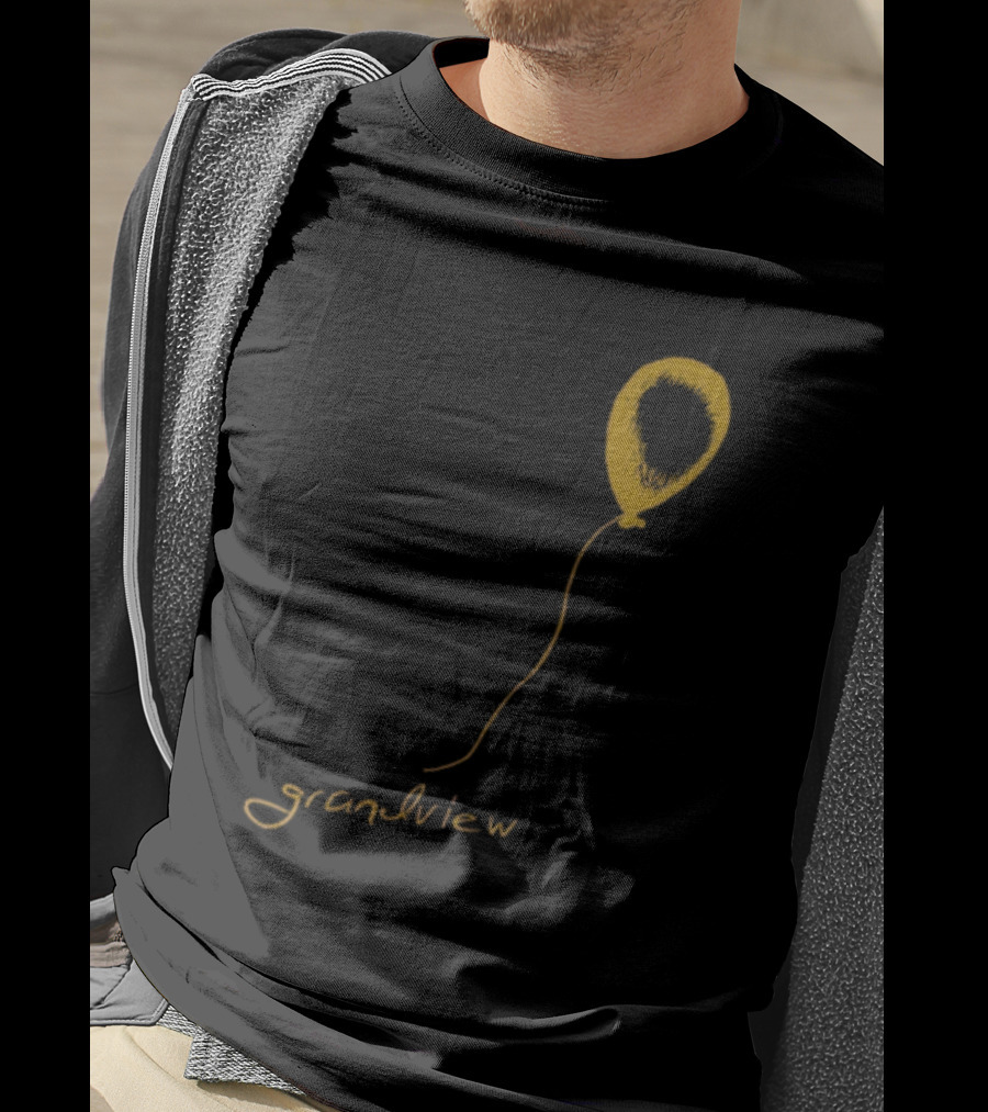 Yellow Balloon Sketch With 'Grandview' Script T-Shirt