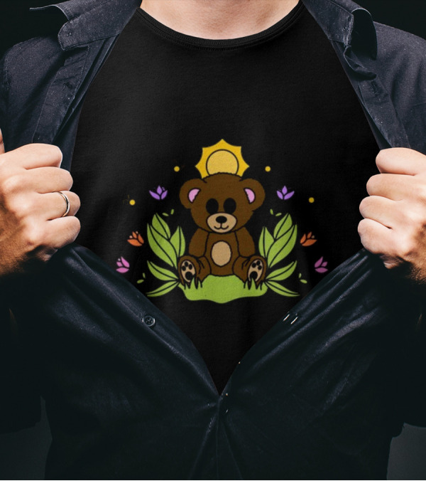 Take It Easy On Yourself Themindfulbutterflyy Bear With Flowers And Sunburst T-Shirt