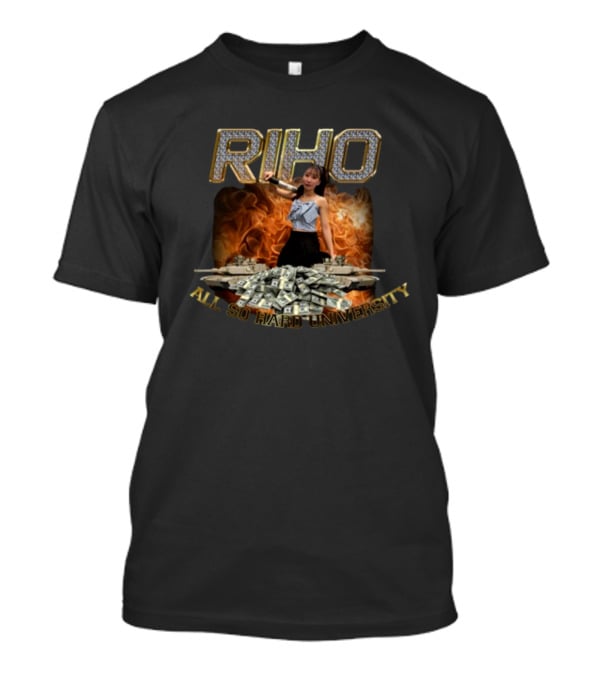 RIHO 941Zeke Ball So Hard University Dollar Bills Fire Background T-Shirt