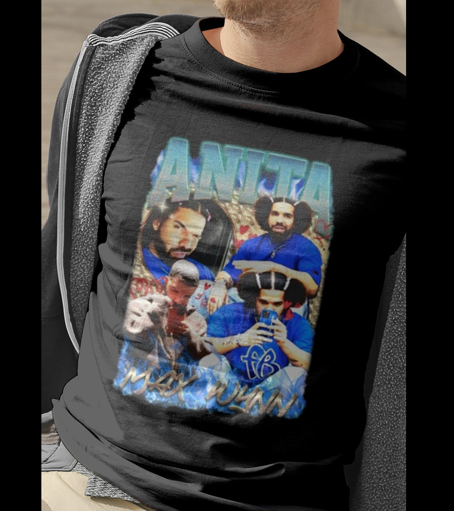 Anita Max Wynn Goofy Garms Blue Photography Collage T-Shirt