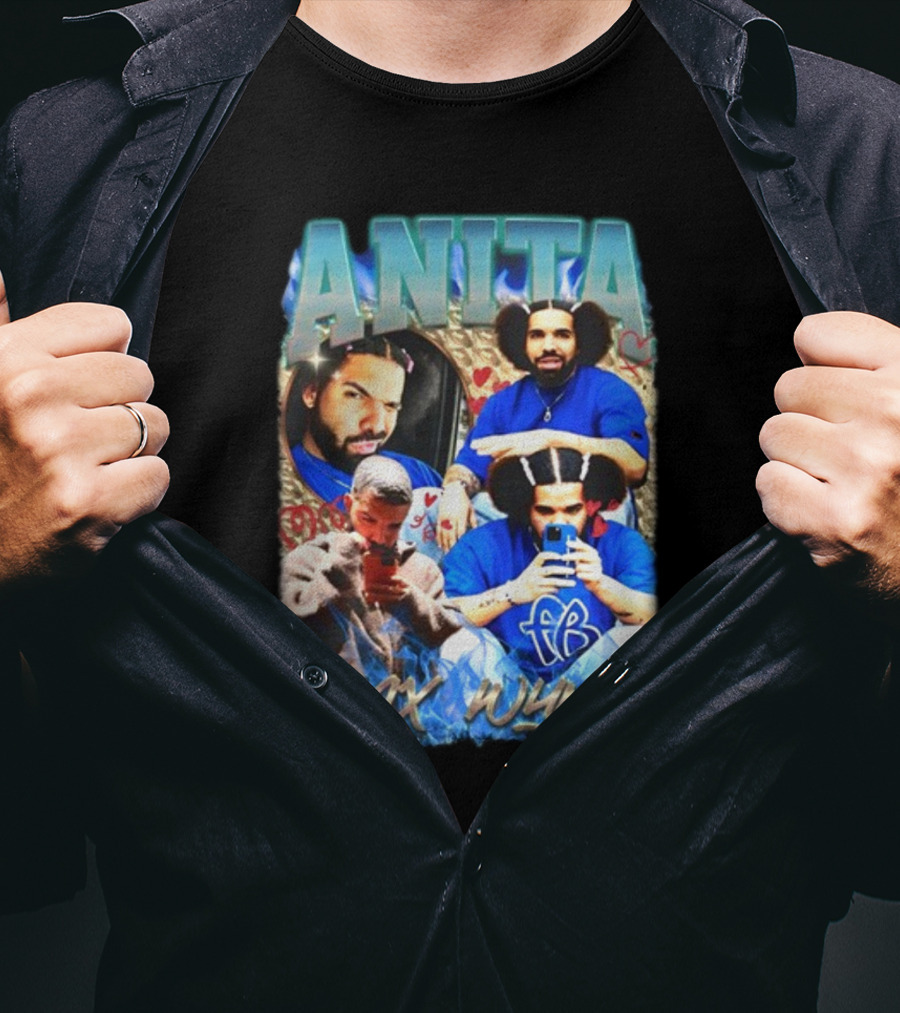 Anita Max Wynn Goofy Garms Blue Photography Collage T-Shirt