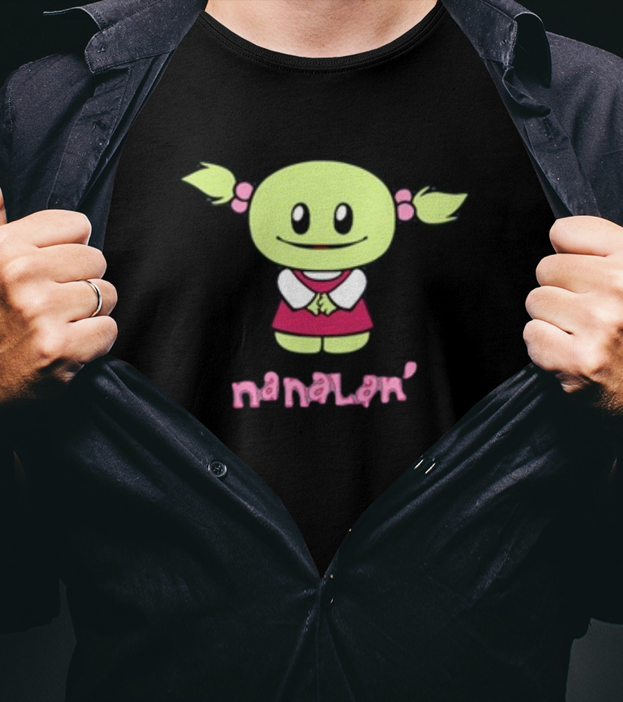 Retrokid YTV Nanalan Mona Cute Green Character With Pigtails And Pink T-Shirt