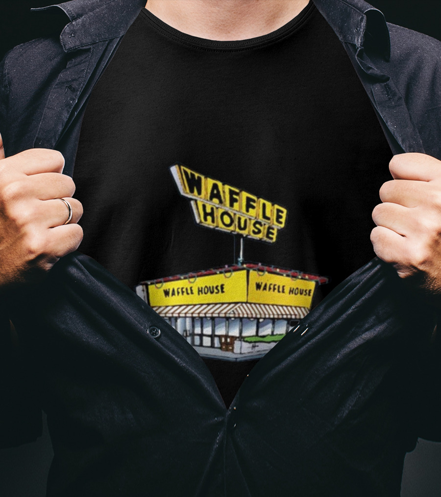 Waffle House Blue Christmas Storefront Signage T-Shirt