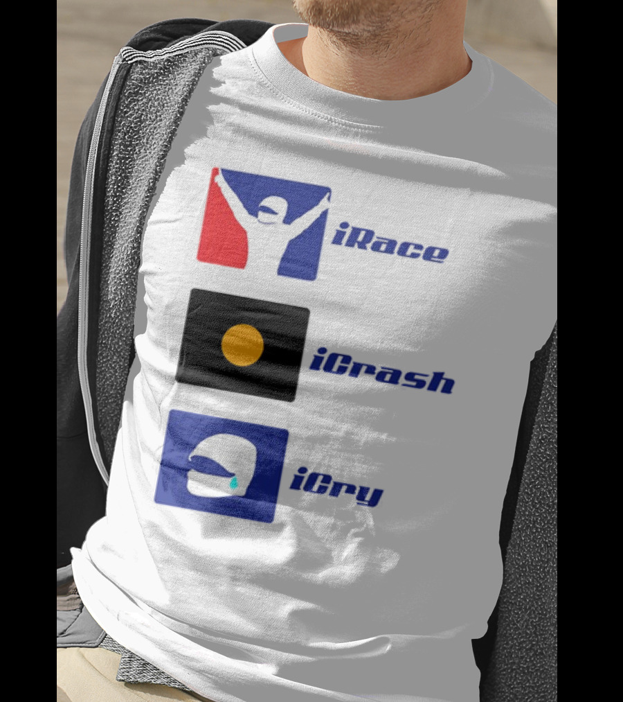 Basic Ollie IRace ICrash ICry Racing Icons And Emojis T-Shirt