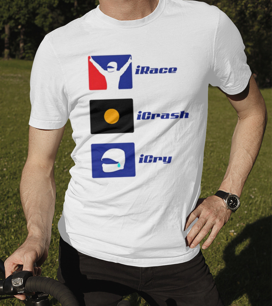 Basic Ollie IRace ICrash ICry Racing Icons And Emojis T-Shirt