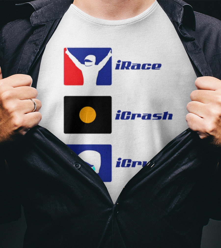 Basic Ollie IRace ICrash ICry Racing Icons And Emojis T-Shirt