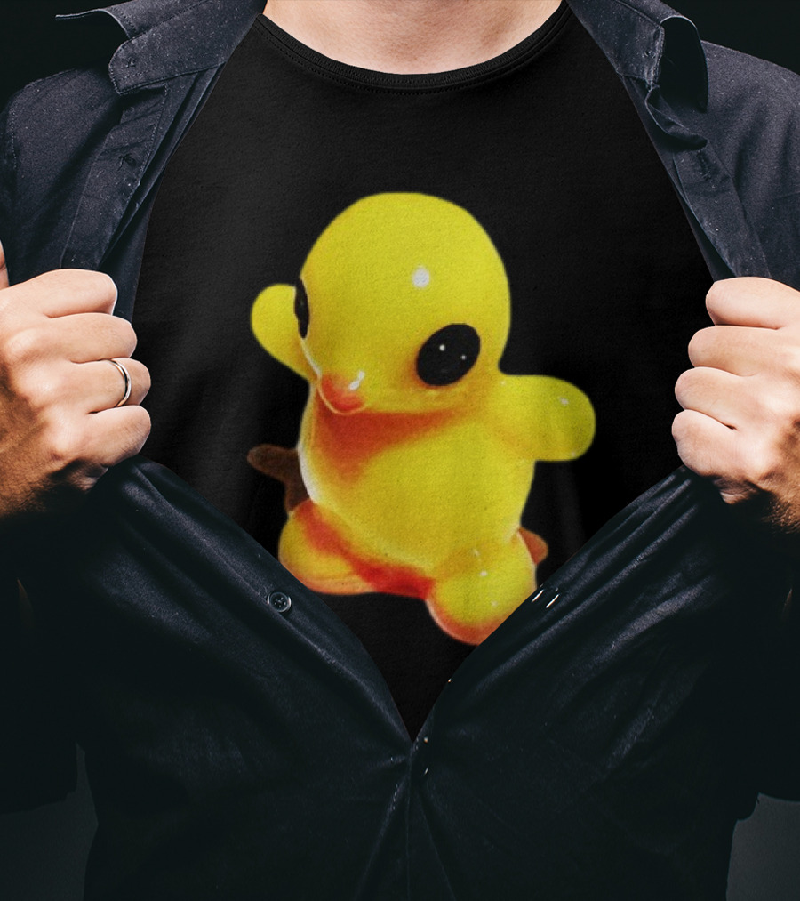 Fleshwater Plastic Duck Yellow Figurine With Black Eyes T-Shirt