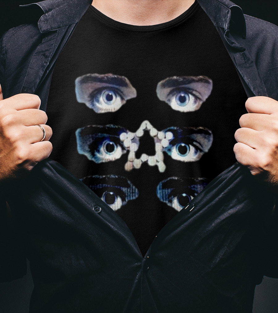 Nawafers Your Eyes On Ecstasy Four Pairs Of Eyes With White Ecstasy Tablets In Star Shape T-Shirt