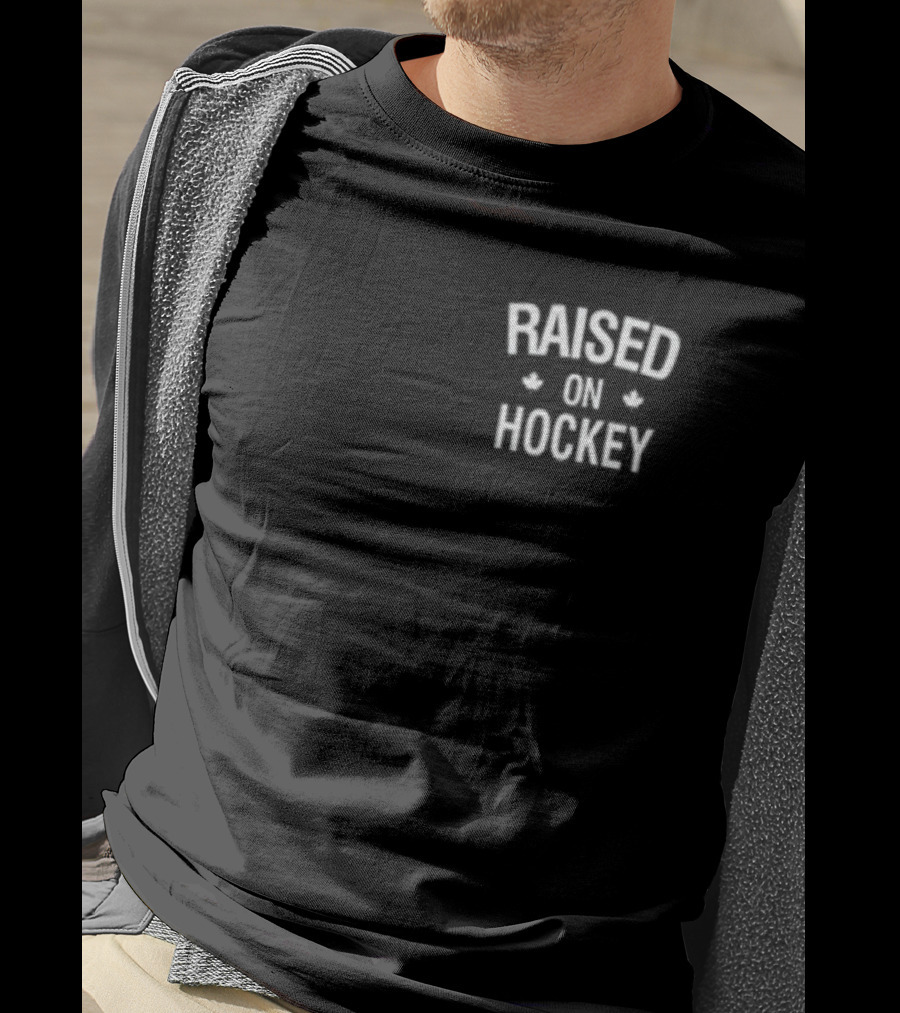 Raised On Hockey With Maple Leaf Icons T-Shirt
