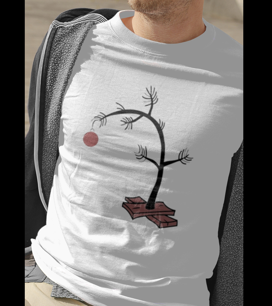 Sad Little Christmas Tree With Single Red T-Shirt