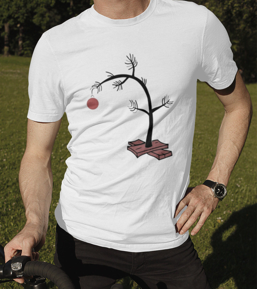 Sad Little Christmas Tree With Single Red T-Shirt