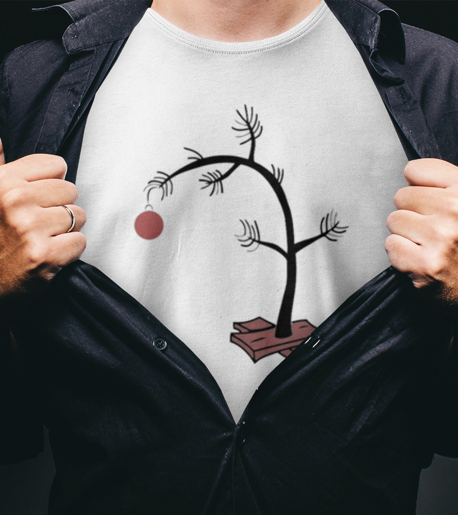 Sad Little Christmas Tree With Single Red T-Shirt