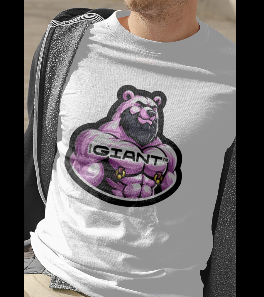 Giant Beard Bear Muscle Pink T-Shirt