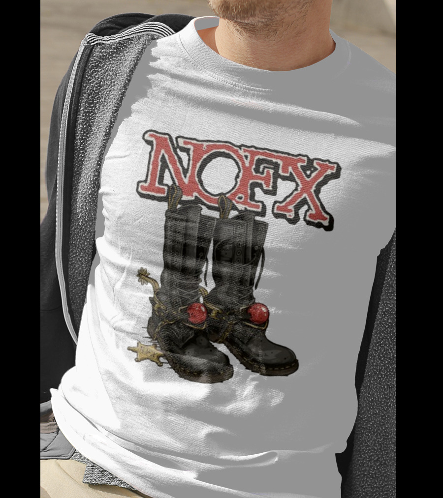 NOFX Punk Boots With Chains And Red Orbs T-Shirt