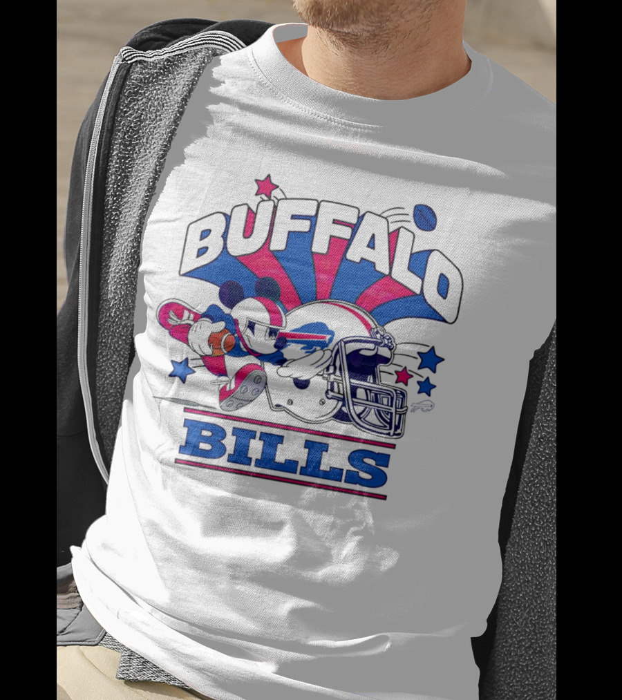 Buffalo Bills Football Mickey Mouse Tackle Starburst T-Shirt