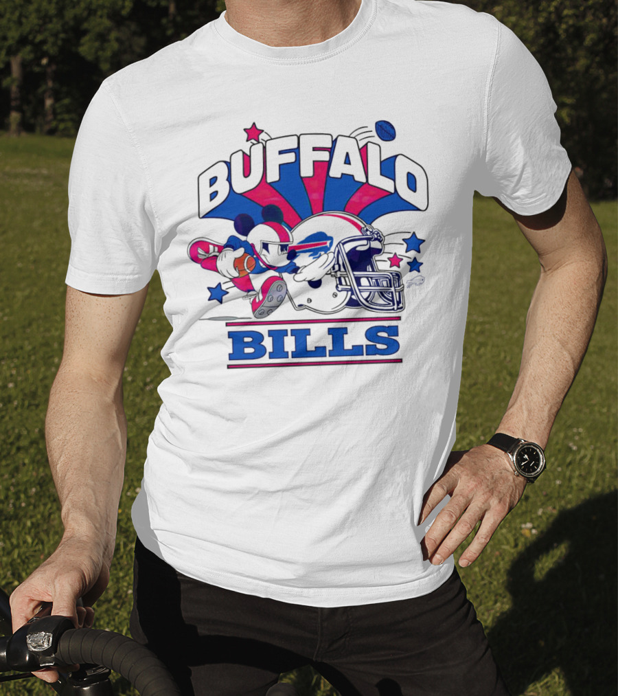 Buffalo Bills Football Mickey Mouse Tackle Starburst T-Shirt