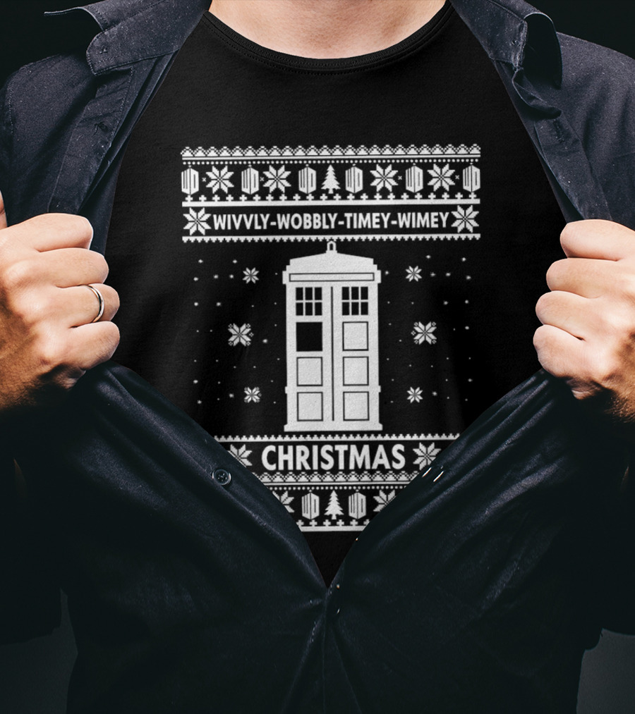 Wibbly Wobbly Timey Wimey TARDIS Christmas T-Shirt