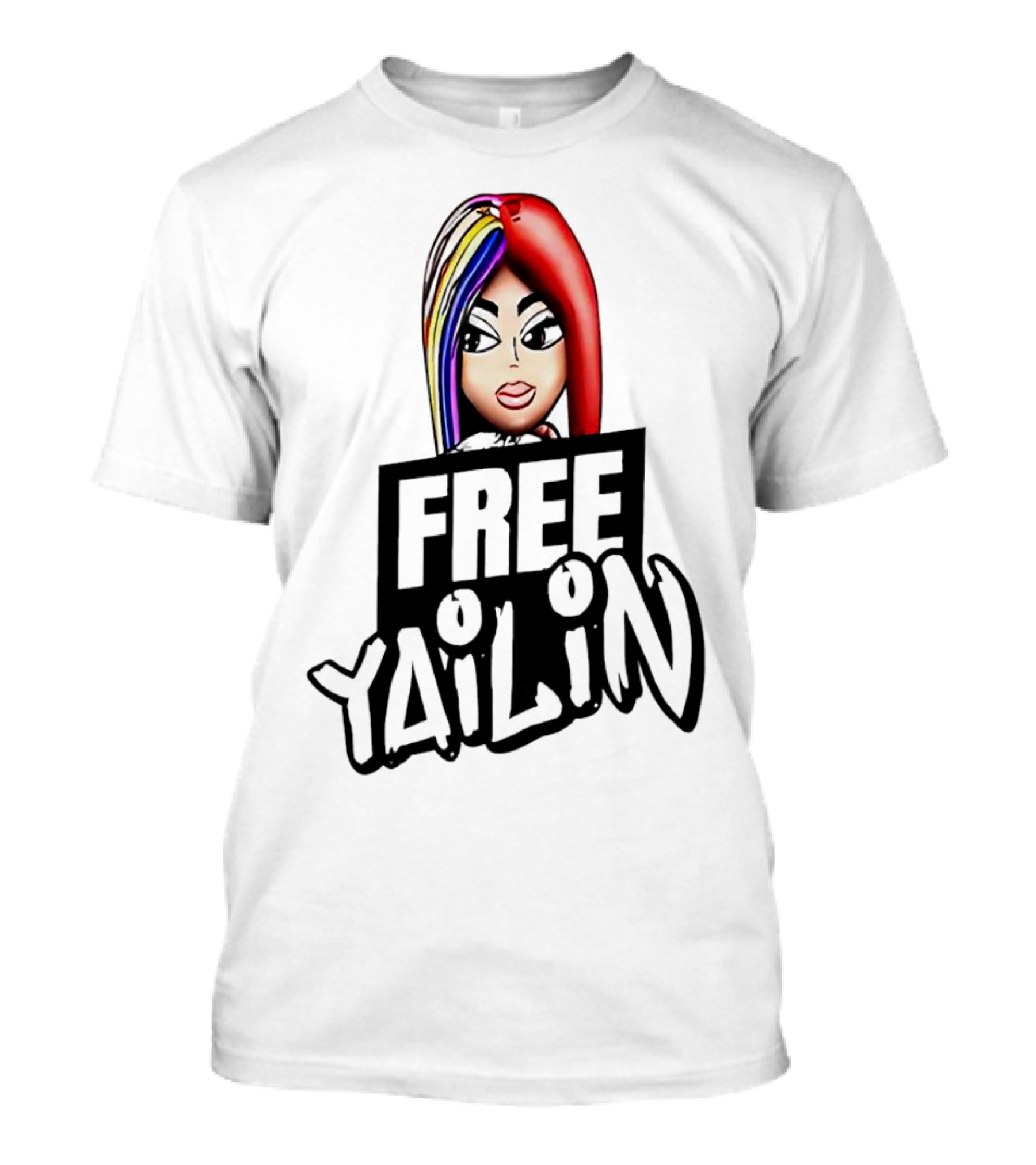 Free Yailin Colorful Hair Cartoon T-Shirt