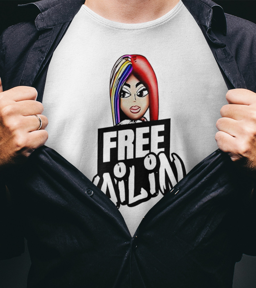 Free Yailin Colorful Hair Cartoon T-Shirt