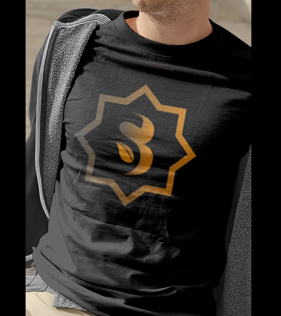 Sidrabank Golden Emblem With Leaf Icon In Star Frame T-Shirt