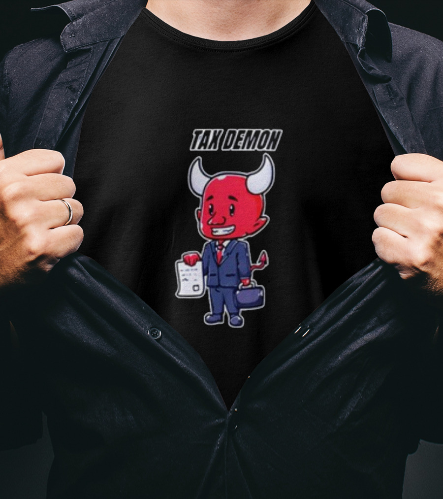 Cold Ones Tax Demon Suit Holding Document T-Shirt