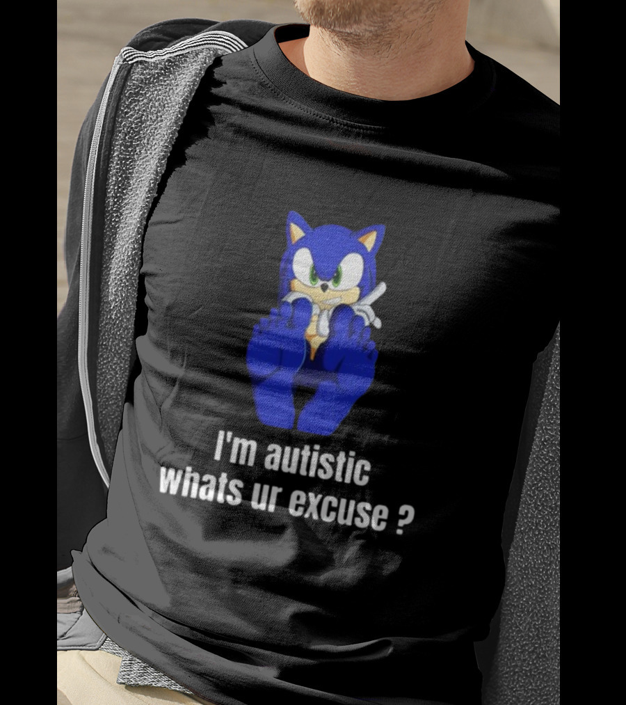 I'm Autistic Whats Ur Excuse Blue Cartoon Character Sitting T-Shirt