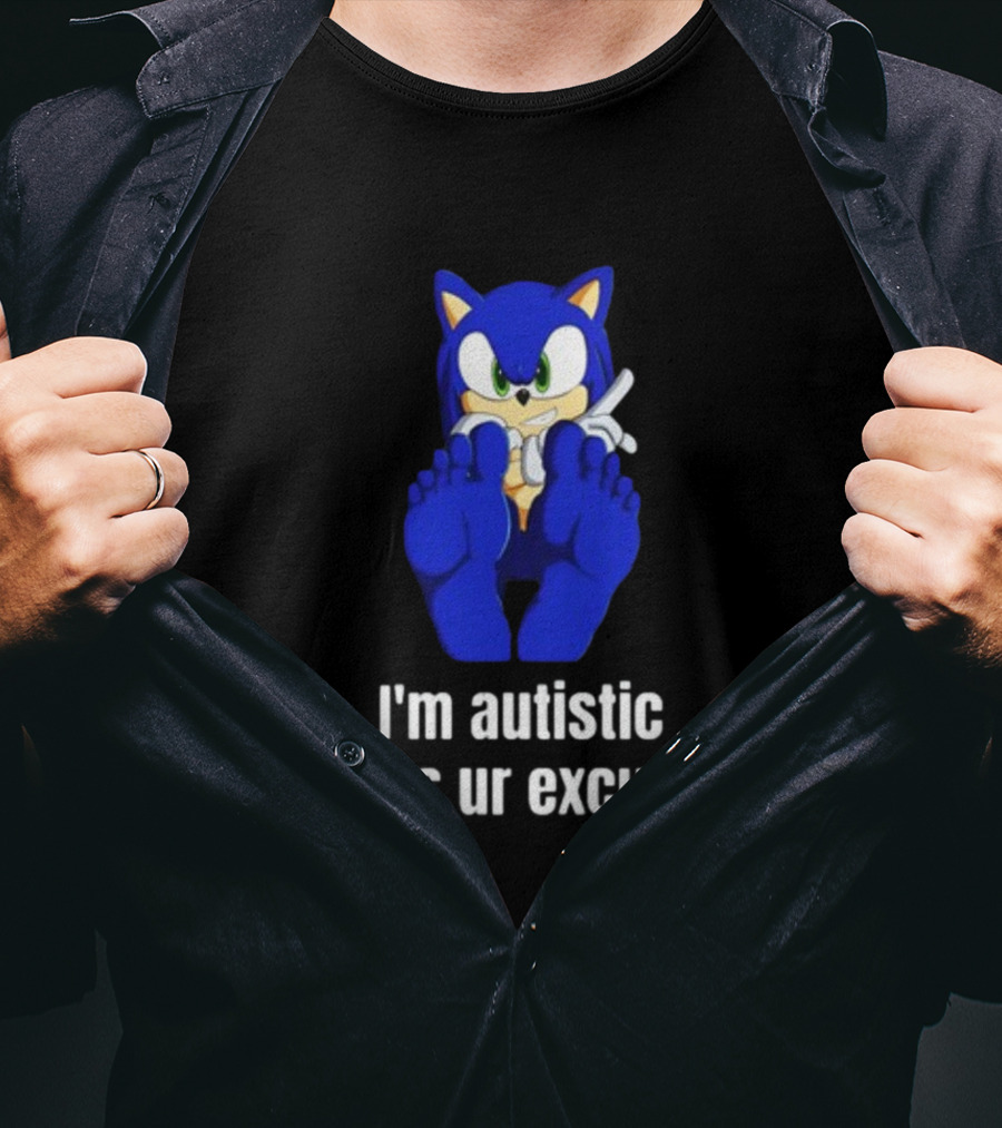 I'm Autistic Whats Ur Excuse Blue Cartoon Character Sitting T-Shirt