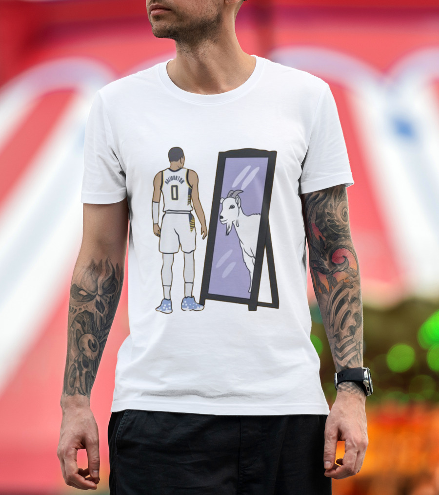 Tyrese Haliburton 0 Reflecting Goat in Mirror T-Shirt