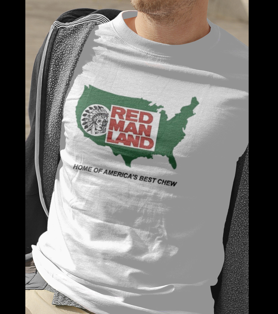 Cornbreadcountryclub Red Man Land Home Of America's Best Chew Map T-Shirt