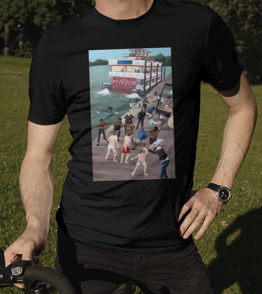 Kenny Akers Alabama River Brawl Boat Dock Scene T-Shirt