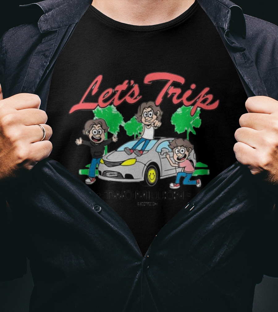 Let's Trip La Minivan Two Million Edition Fun Adventure Cartoon T-Shirt