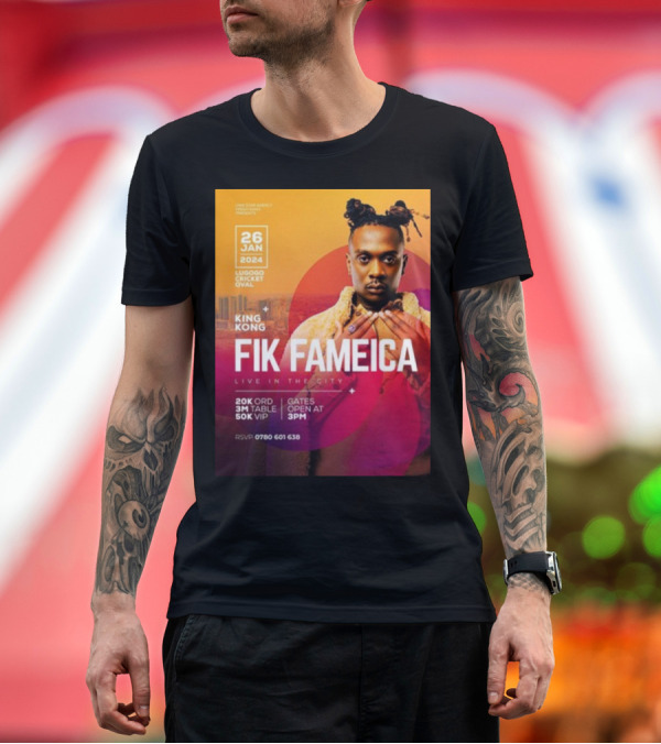 Premium T-Shirt: King Kong Fik Fameica Live In The City 26 Jan 2024 Lugogo Cricket Oval T-Shirt King Kong Fik Fameica Live In The City 26 Jan 2024 Lugogo Cricket Oval T-Shirt