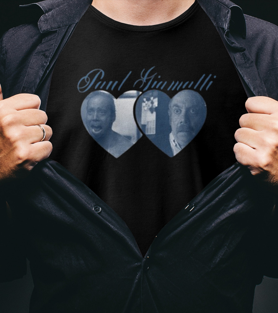 Paul Giamatti Double Heart Expression Collage T-Shirt