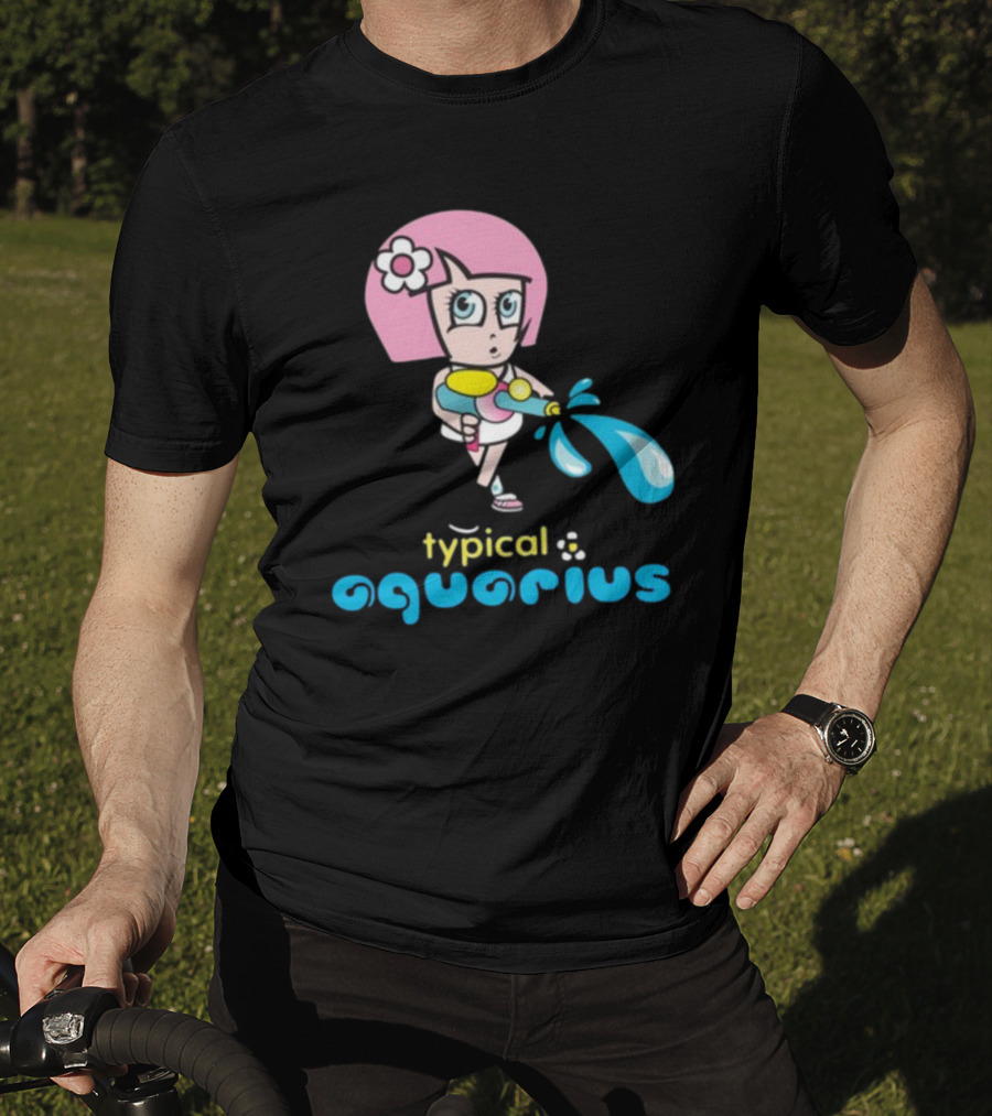 Typical Aquarius Cute Cartoon Girl With Water Splash T-Shirt
