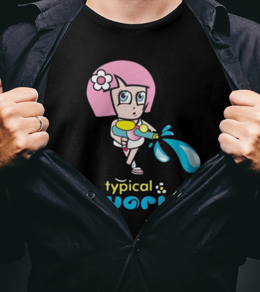 Typical Aquarius Cute Cartoon Girl With Water Splash T-Shirt