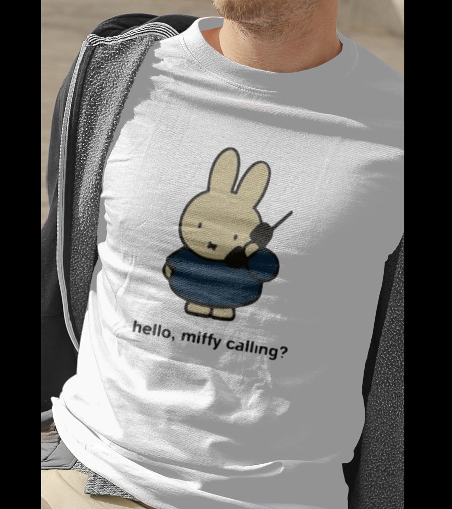 Misty Horizons Miffy Calling Cute Character Phone Conversation T-Shirt