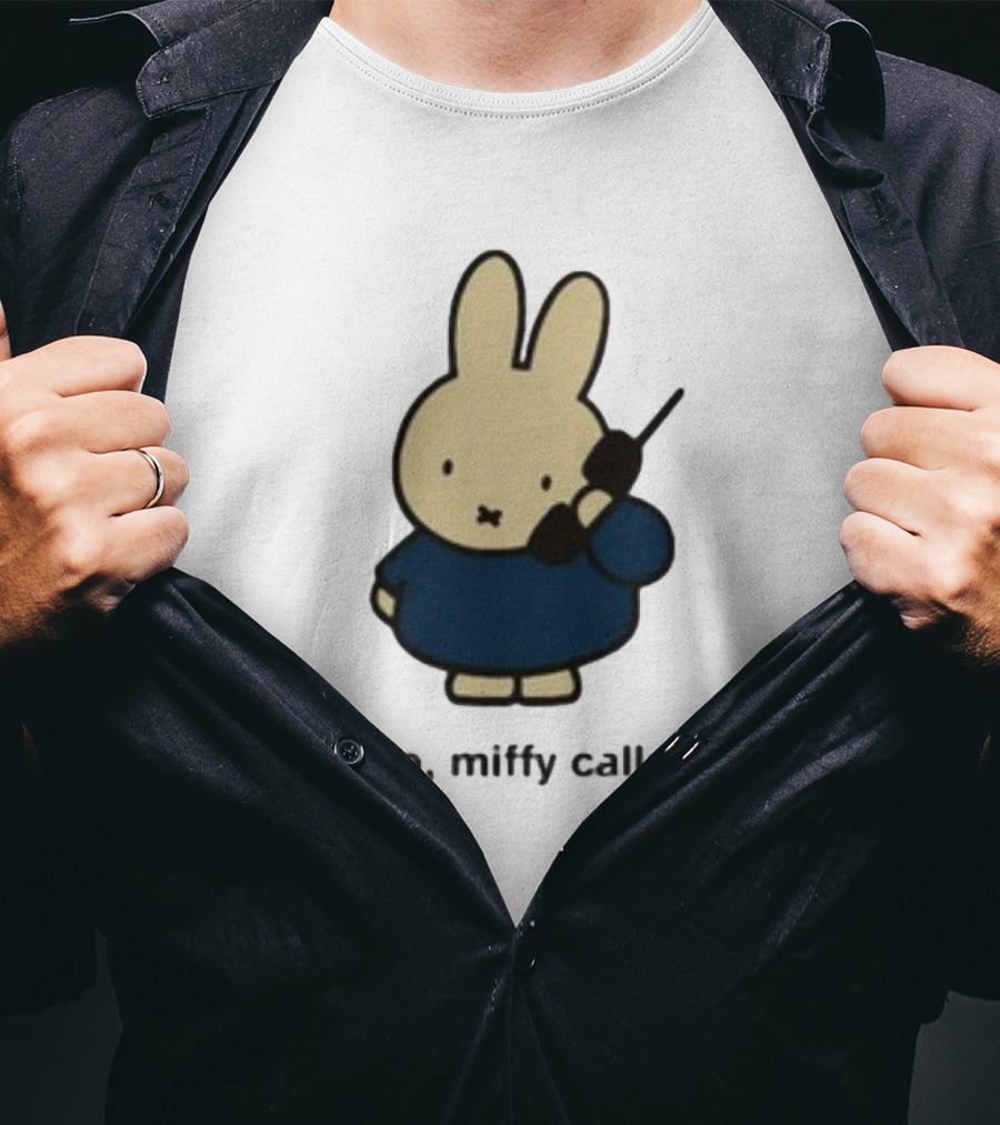 Misty Horizons Miffy Calling Cute Character Phone Conversation T-Shirt