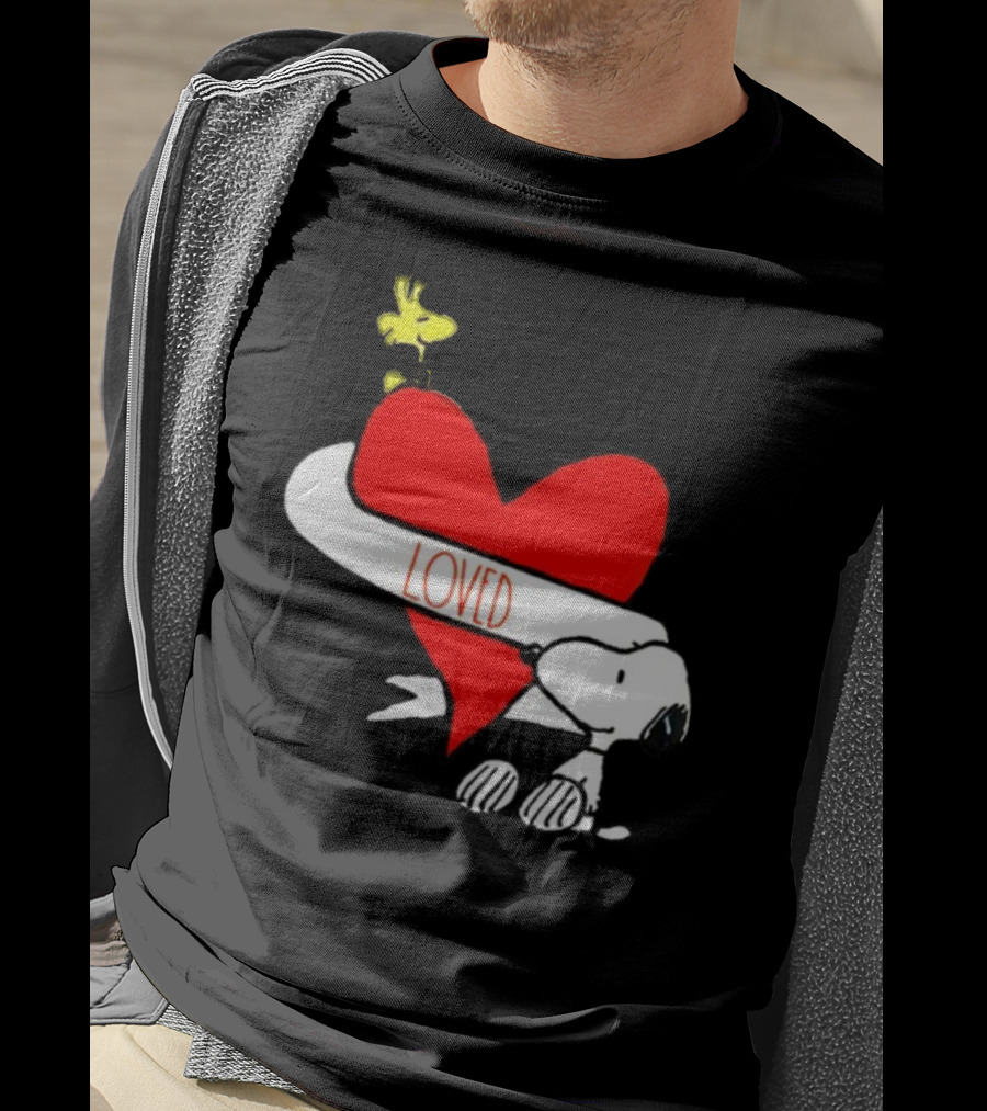 Rae Dunn X Peanuts Loved Snoopy Woodstock Red Heart T-Shirt
