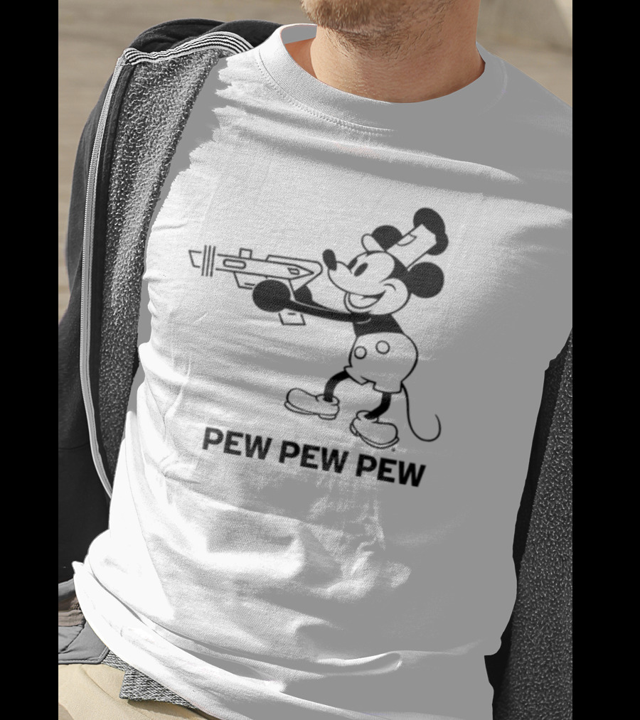 Pew Pew Pew Steamboat Mouse Retro Gun Fun T-Shirt