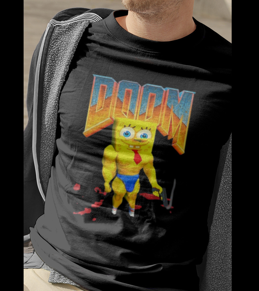 Doom Spongebob Teenhearts Muscular Parody Crossover T-Shirt