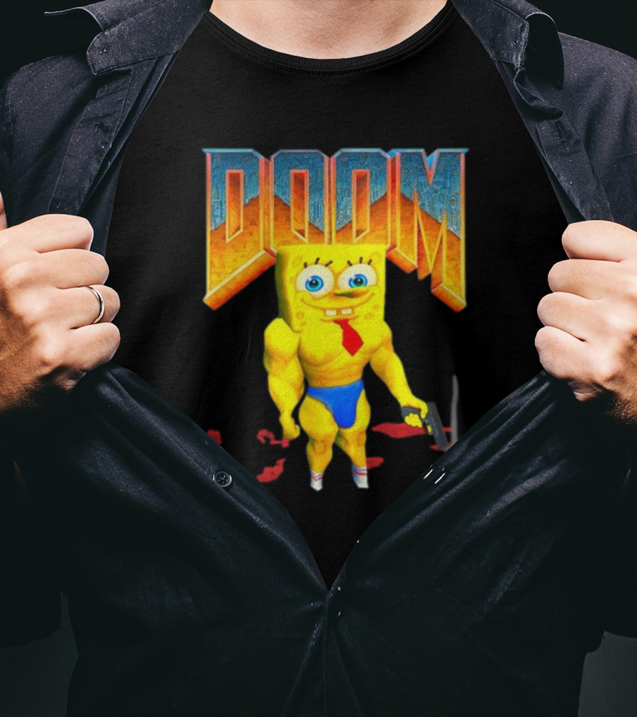 Doom Spongebob Teenhearts Muscular Parody Crossover T-Shirt