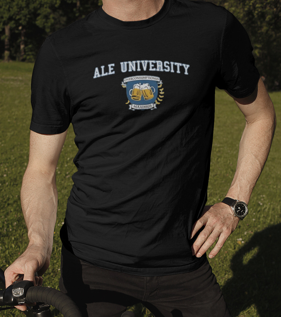Ale University Overconsumptionus Maximus Beer Mugs Crest T-Shirt
